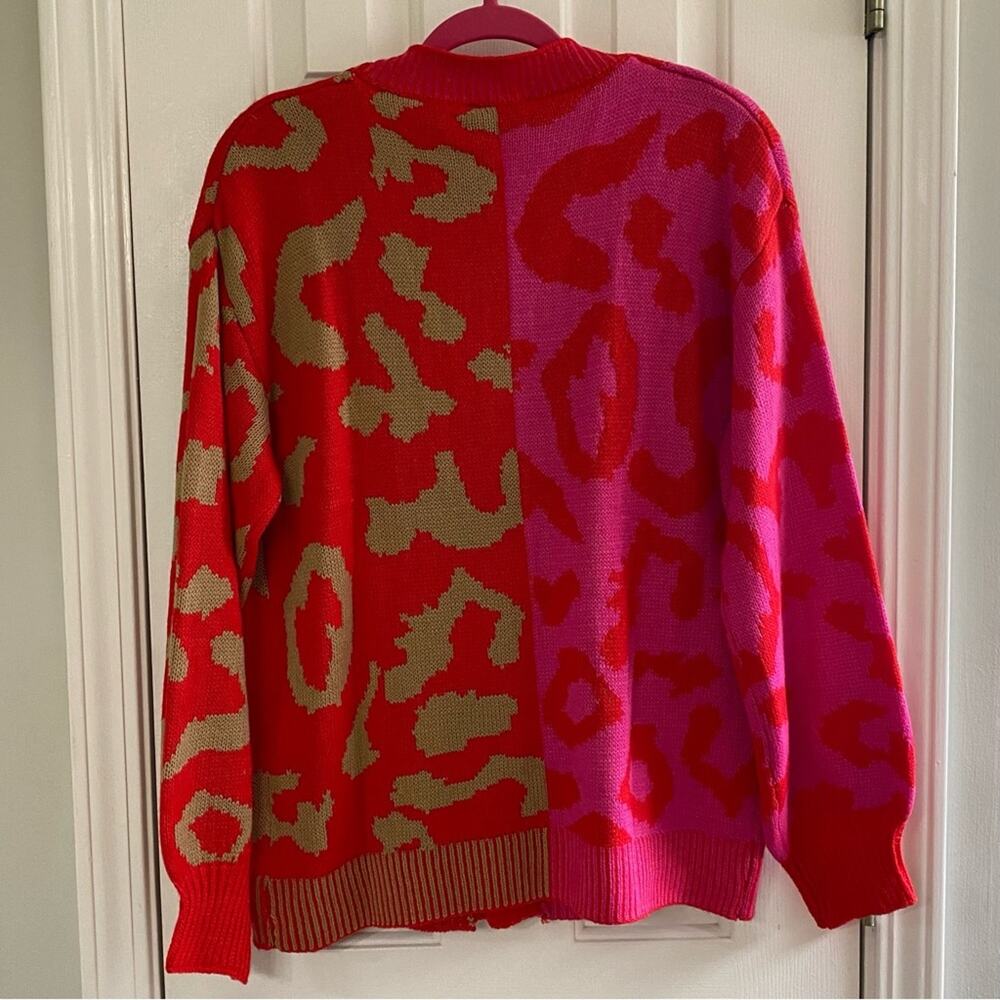 J.NNA • Red + Pink Two-Tone Color Block Button Fr… - image 8